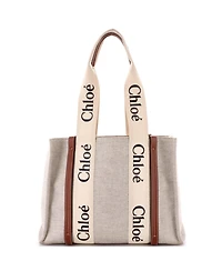 Pre-Owned Chloe Medium Woody Tote Canvas with Leather