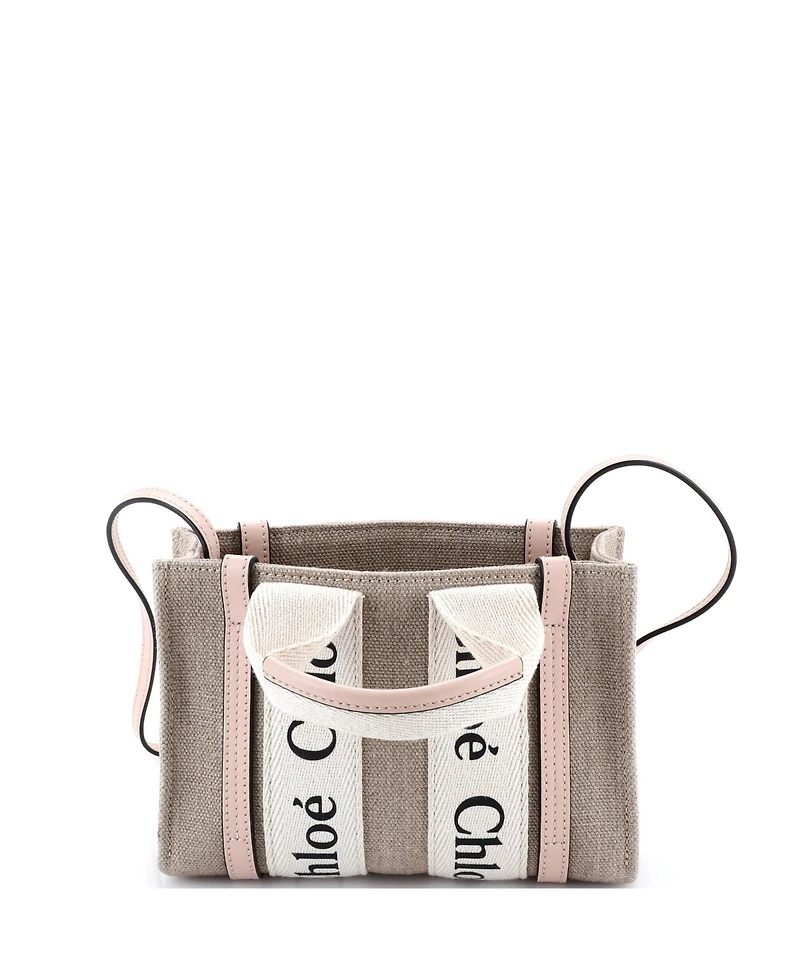 Pre-Owned Chloe Mini Woody Convertible Tote Canvas with Leather