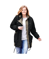 Woman Within Women's Plus Colorblocked Taslon Anorak