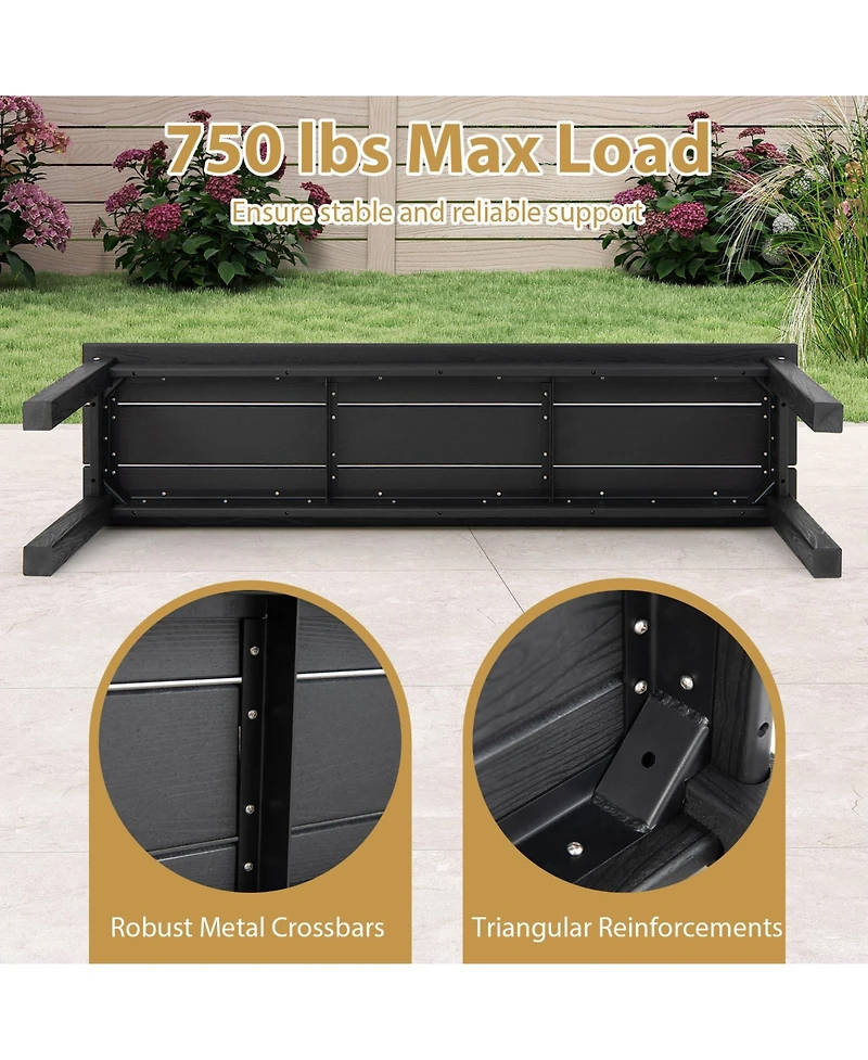 Gymax 55'' Hdpe Outdoor Bench for 2-3 People Weatherproof Backless Patio Garden