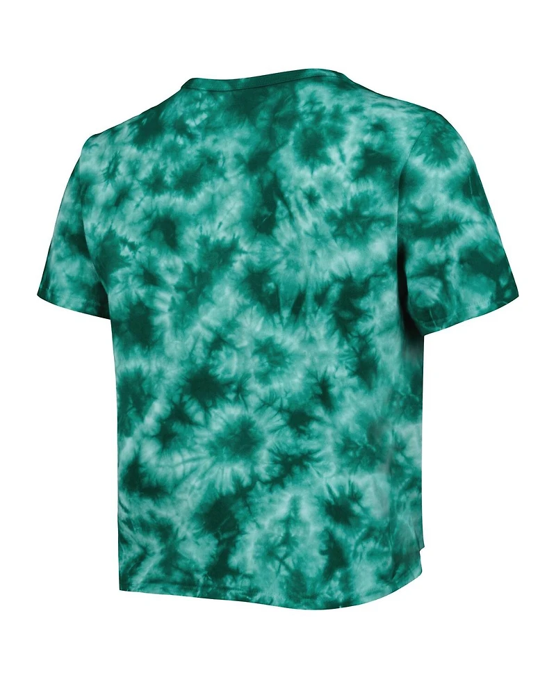 ZooZatz Women's Green Michigan State Spartans Cloud-Dye Cropped T-Shirt