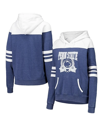 Camp David Women's Navy Penn State Nittany Lions Blitz Striped Blocked Raglan Pullover Hoodie