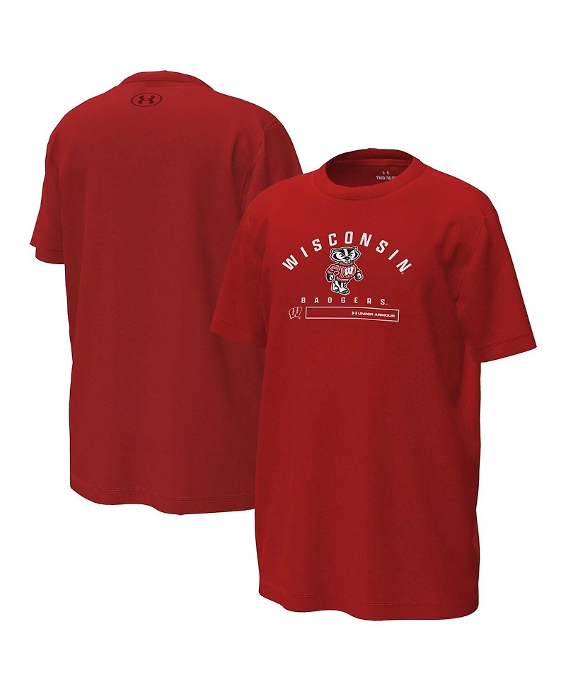 Under Armour Big Boys and Girls Red Wisconsin Badgers Inline Tech Stretch T-Shirt