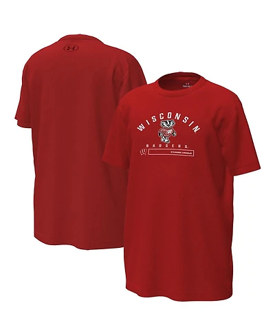 Under Armour Big Boys and Girls Red Wisconsin Badgers Inline Tech Stretch T-Shirt