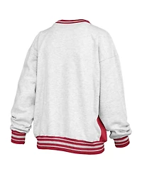 Pressbox Women's Heather Gray/Red Georgia Bulldogs Endzone Crewneck Sweatshirt