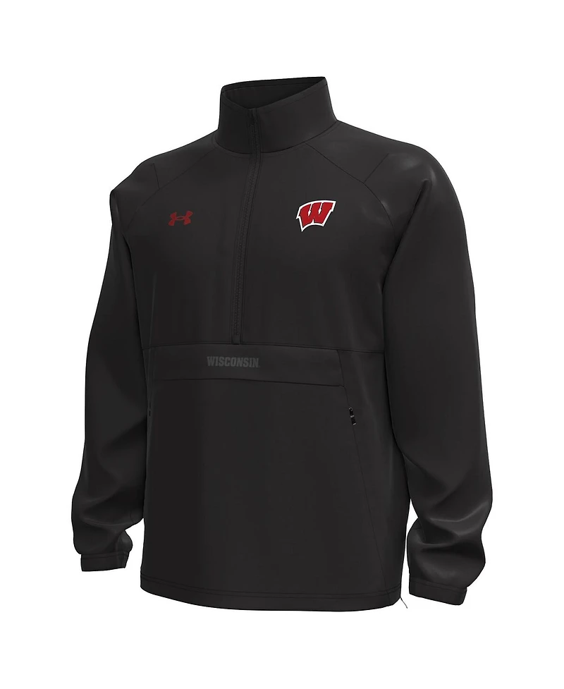 Under Armour Men's Black Wisconsin Badgers Unstoppable Woven Anorak Half-Zip Jacket