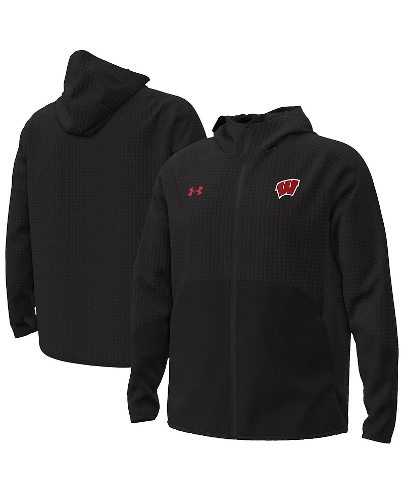 Under Armour Men's Black Wisconsin Badgers Unstoppable Raglan Full-Zip Jacket
