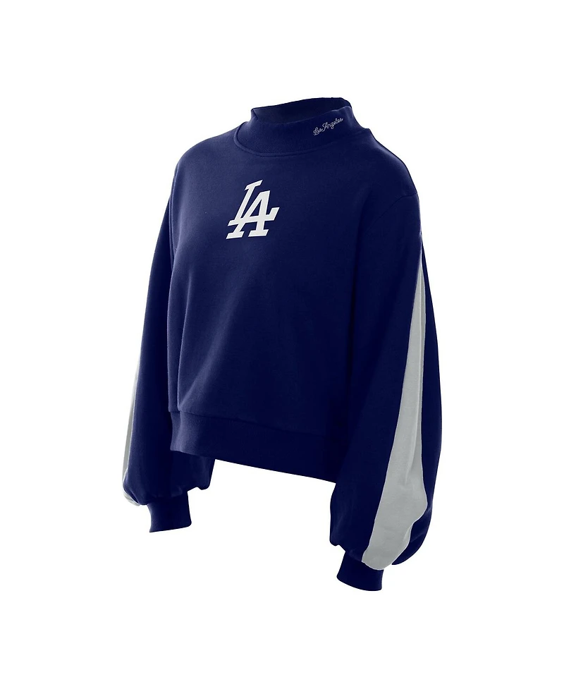 New Era Men's Navy Los Angeles Dodgers Mock Neck Balloon Sleeve Sweatshirt