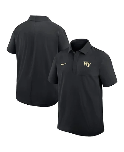 Nike Men's Black Wake Forest Demon Deacons Woven Dri-fit Polo Shirt