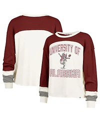 '47 Brand Women's Cream Alabama Crimson Tide Double Header Curve Raglan Long Sleeve T-Shirt