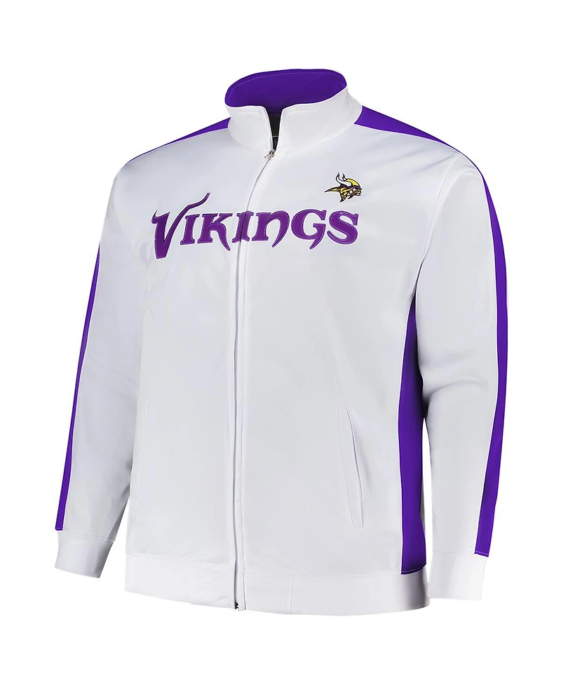 Fanatics Men's White Minnesota Vikings Big Tall Tricot Full-Zip Track Jacket