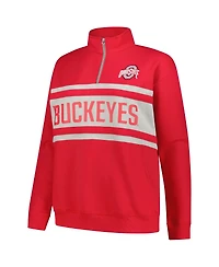 Fanatics Women's Scarlet/Gray Ohio State Buckeyes Plus Quarter-Zip Pullover