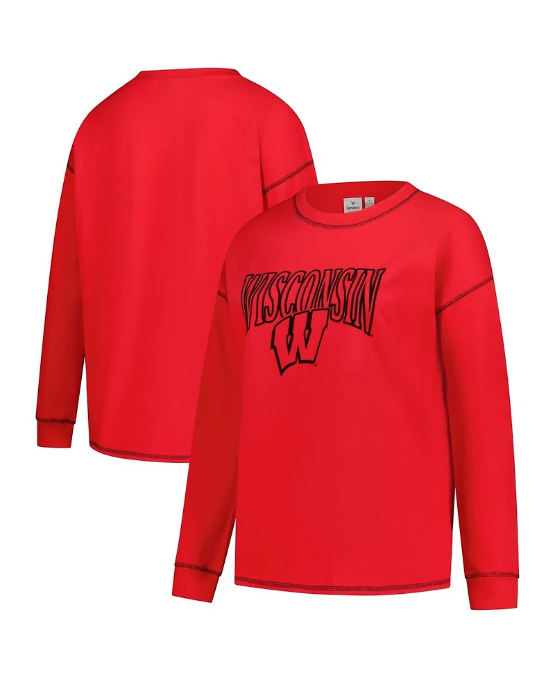 Fanatics Women's Red Wisconsin Badgers Plus Contrast Stitch Sweatshirt