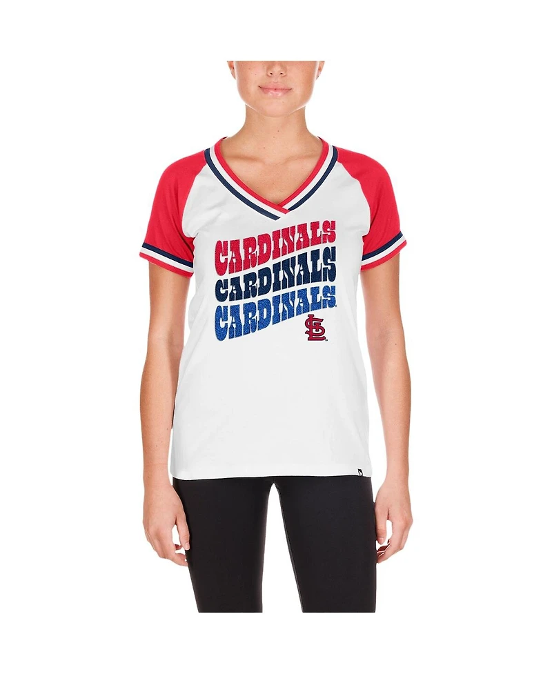 New Era Men's White St. Louis Cardinals Jersey Double Binding Raglan V-Neck T-Shirt