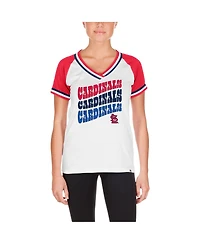 New Era Men's White St. Louis Cardinals Jersey Double Binding Raglan V-Neck T-Shirt