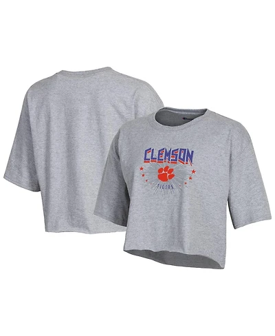 Champion Women's Gray Clemson Tigers Boyfriend Cropped T-Shirt