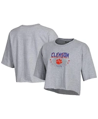 Champion Women's Gray Clemson Tigers Boyfriend Cropped T-Shirt