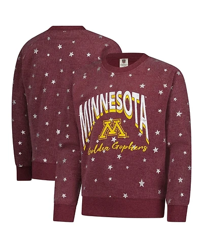 Wes & Willy Big Girls Maroon Minnesota Golden Gophers Shimmer Star Reverse Sweatshirt