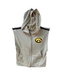 Wes & Willy Girls Toddler 2-Piece Tan Iowa Hawkeyes Tri-Blend Sleeveless Full-Zip Hoodie and Tiered Skirt Set