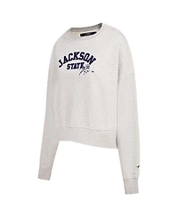Pro Standard Women's Ash Jackson State Tigers Classic 3-Hit Pullover Sweatshirt