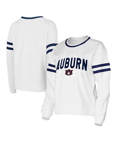 Concept Sport Women's White Auburn Tigers Borough French Terry Arch Over Long Sleeve Top
