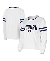 Concept Sport Women's White Auburn Tigers Borough French Terry Arch Over Long Sleeve Top