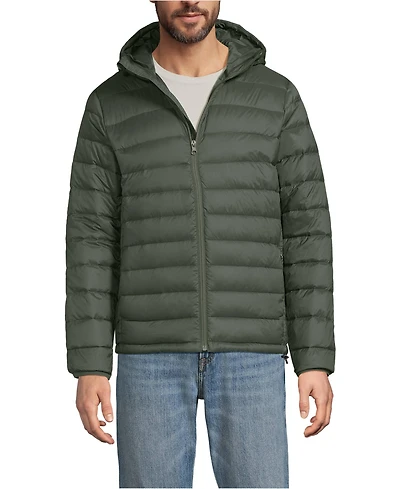 Lands' End Men's Hooded Wanderweight Packable Down Jacket