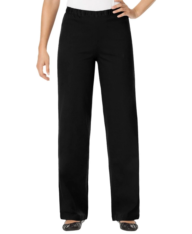 Woman Within Women's Fineline Stretch Denim Wide-Leg Pull-On Jeans