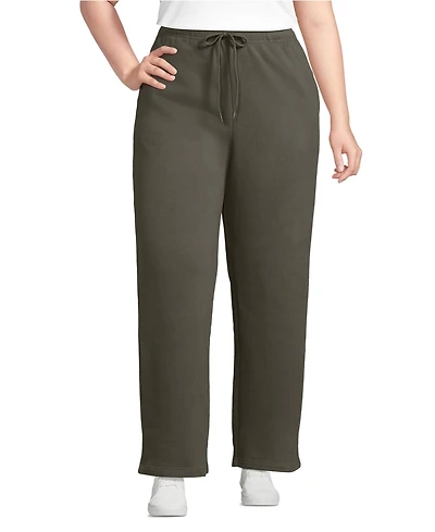 Lands' End Plus Serious Sweats High Rise Relaxed Straight Leg Pants - Set Bottom