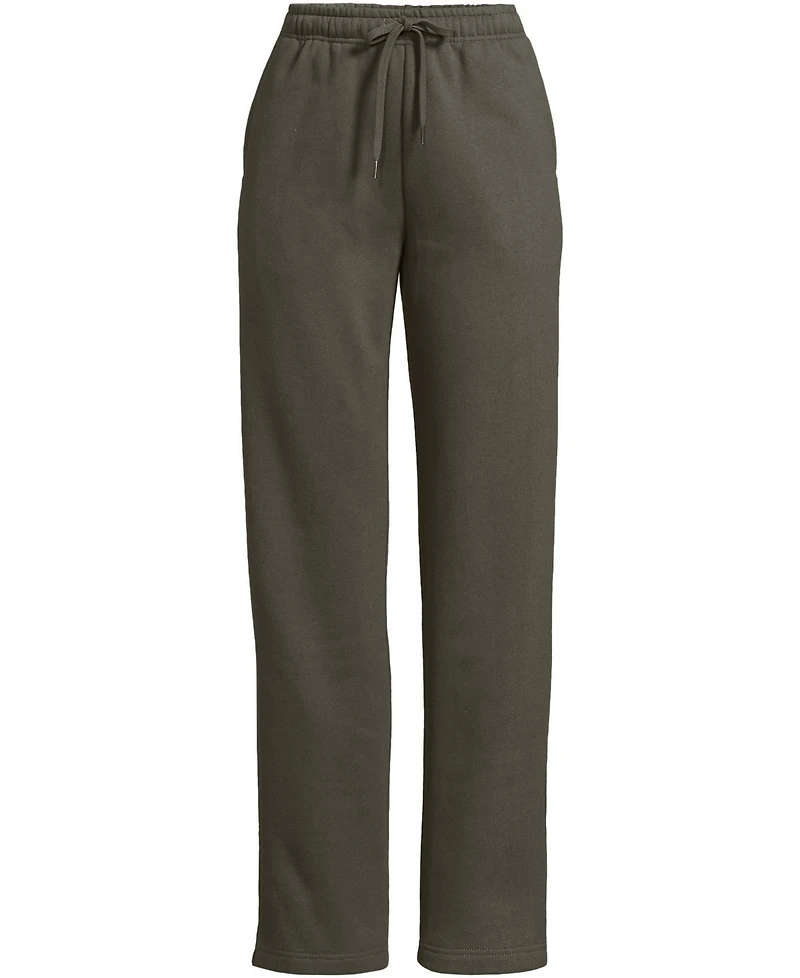 Lands' End Plus Serious Sweats High Rise Relaxed Straight Leg Pants - Set Bottom