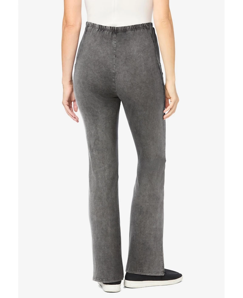 Woman Within Women's Tall Stretch-Cotton Knit Pull-On Bootcut Pocket Leggings