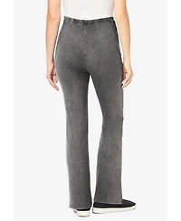 Woman Within Women's Tall Stretch-Cotton Knit Pull-On Bootcut Pocket Leggings