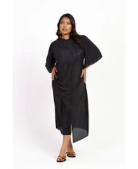 Fashion-szn Curve Women's Ruched Side Flutter Sleeve Midi Dress