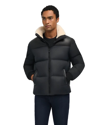 Pajar Men's Rigel Mixed Media Faux Shearling Puffer with Removable Hood