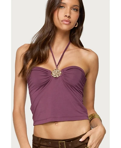 Edikted Women's Abstract Metal Detail Halter Top
