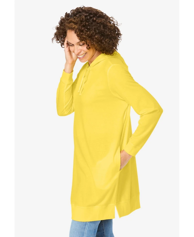 Woman Within Women's Plus Longer-Length Hoodie Sweatshirt.