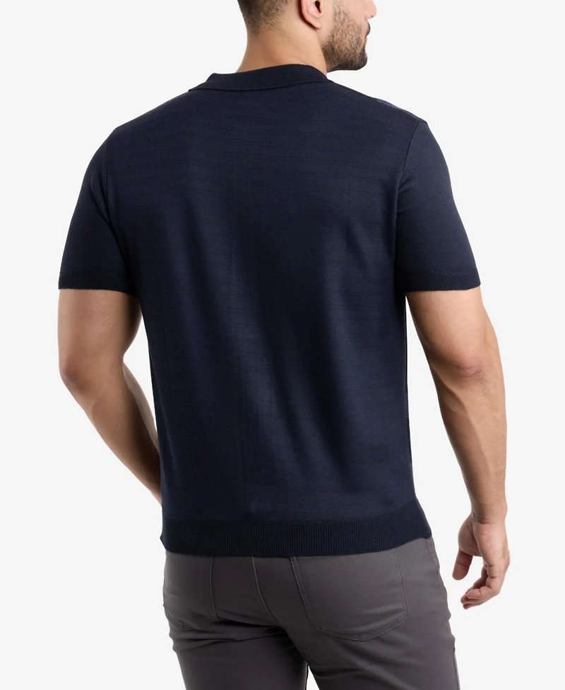 Spring + Mercer Men's Button Down Short Sleeve Sweater