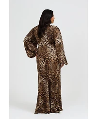 Fashion-szn Curve Women's Ruffle Leopard Print Maxi Dress