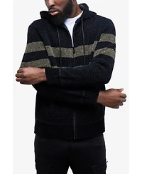 Cultura Men's Full Zip Hooded Sweater With Stripes And Flannel Lining