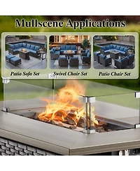 Gymojoy Brown/Gray Wicker Outdoor Rectangular 50,000 Btu Propane Gas Fire Pit Table with Lid