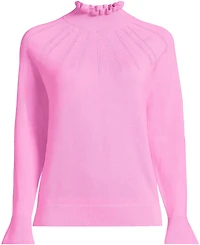 Lands' End Women's Cotton Pointelle Turtleneck Sweater