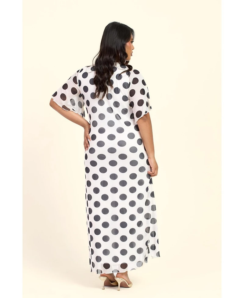 Fashion-szn Curve Women's Large Polka Dot Ruched Side Maxi Dress
