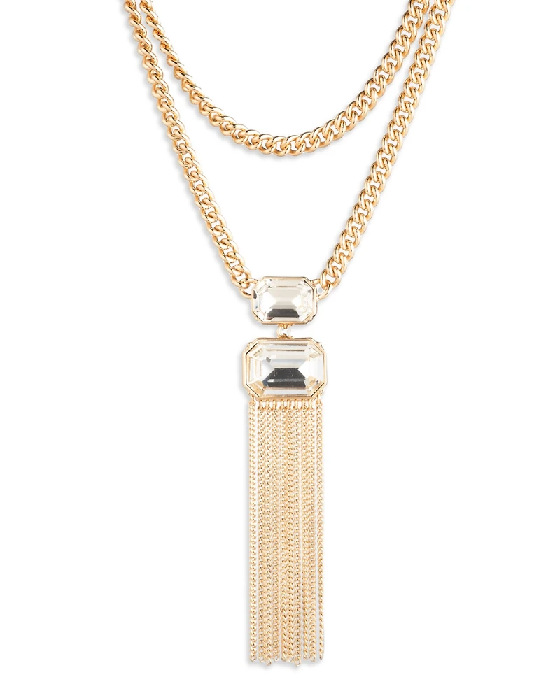 Lauren Ralph Lauren Glass Stone Gold-Tone Toggle Y Necklace