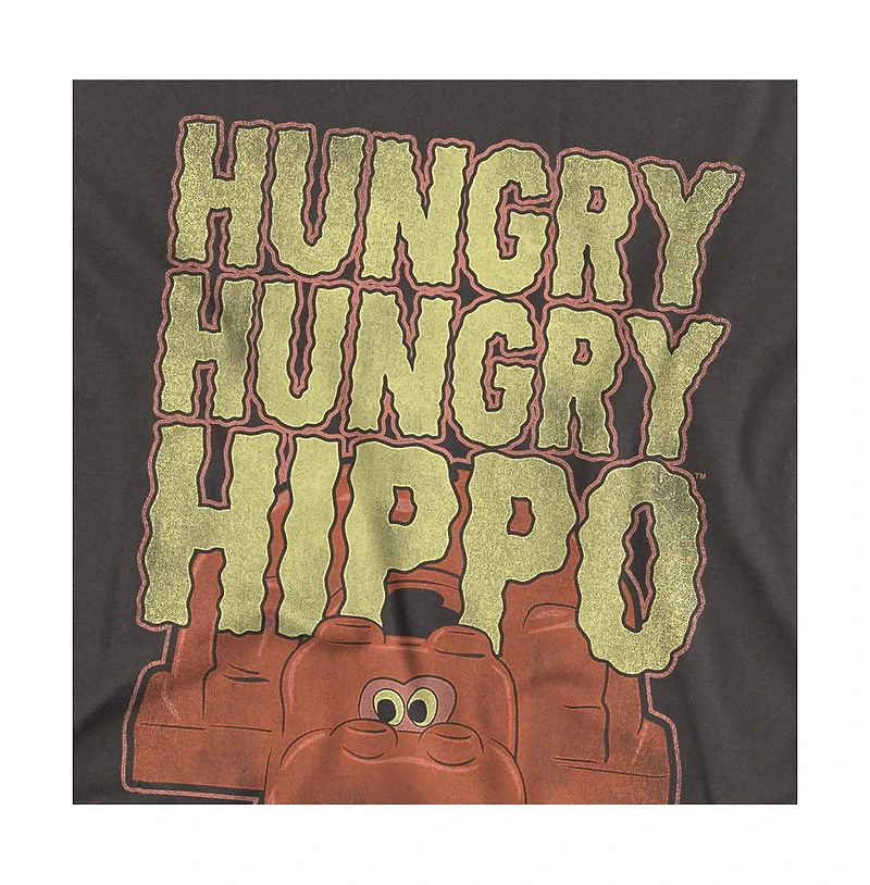 Logovision Men's Hungry Hippos Wavy Logo with Big Red Hippo T Shirt