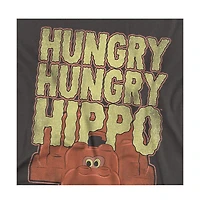 Logovision Men's Hungry Hippos Wavy Logo with Big Red Hippo T Shirt