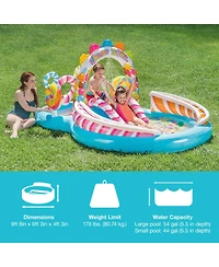 Intex 9ft x 6ft x 51in Kids Inflatable Candy Zone Play Center Pool w/ Waterslide