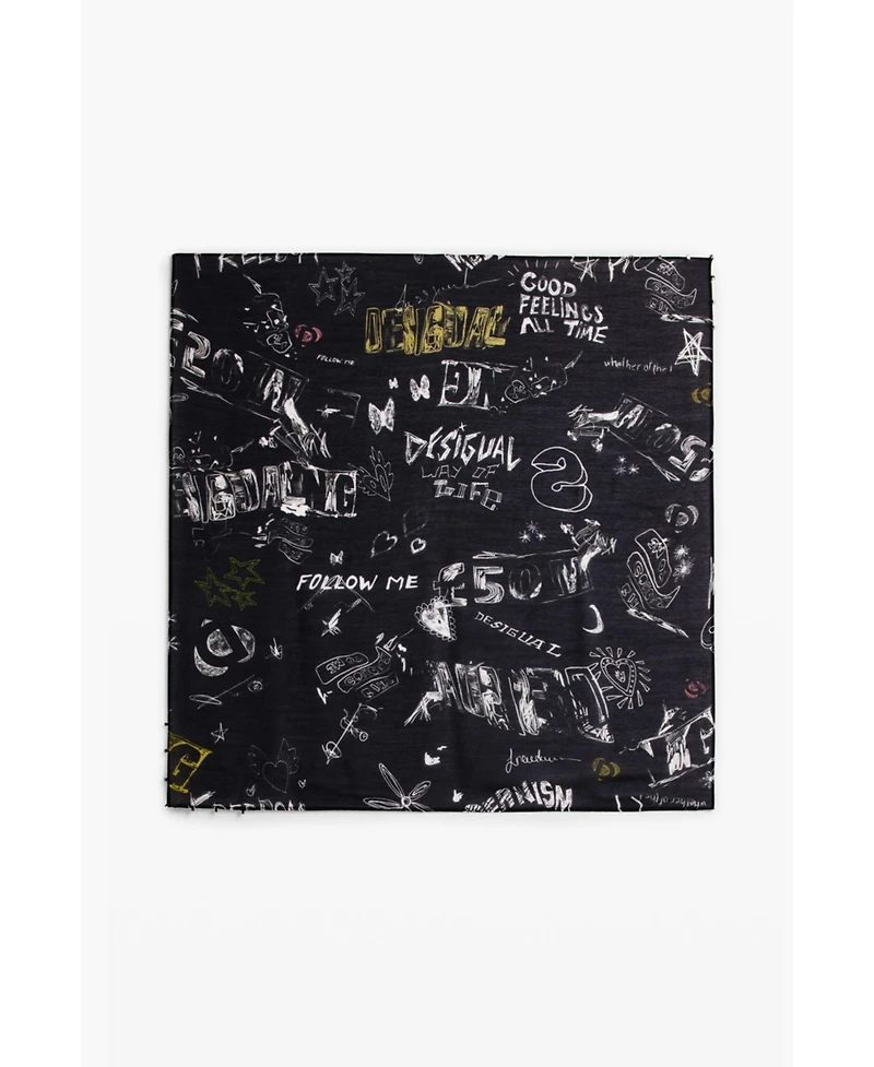 Desigual Women's Square lettering scarf