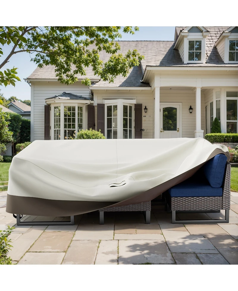 Gymojoy High-Quality 600D Oxford Fabric Outdoor Furniture Cover With Handles and Storage Bag Gray/Brown Beige