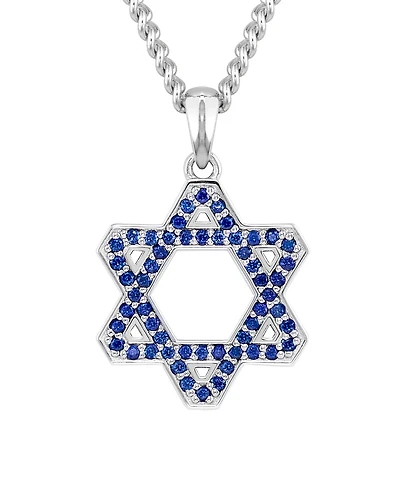 Vincero Men's Star of David Pendant with Blue Spinel Sterling Silver