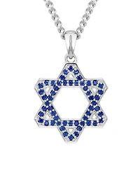 Vincero Men's Star of David Pendant with Blue Spinel Sterling Silver